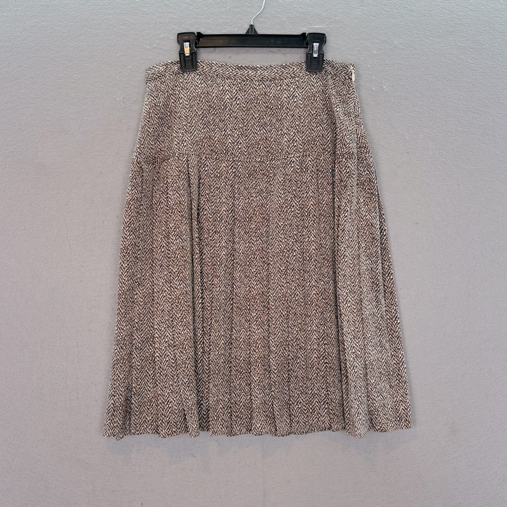 Brooks Brothers- NWOT women’s silk blend pleated midi skirt brown printed size 6 - Picture 2 of 6